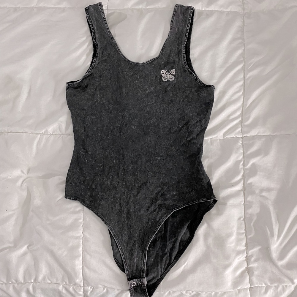 Denim wash butterfly bodysuit